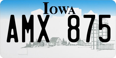 IA license plate AMX875