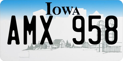 IA license plate AMX958