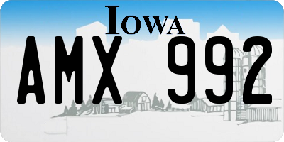 IA license plate AMX992
