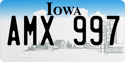 IA license plate AMX997