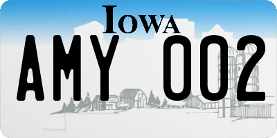 IA license plate AMY002