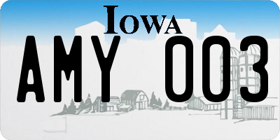 IA license plate AMY003