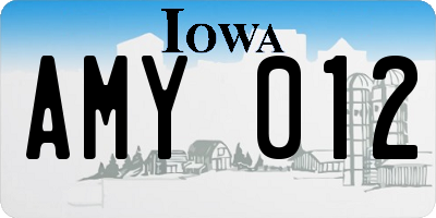 IA license plate AMY012
