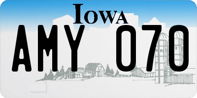IA license plate AMY070