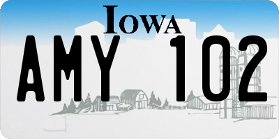 IA license plate AMY102