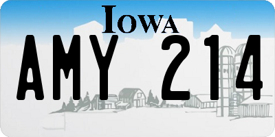 IA license plate AMY214