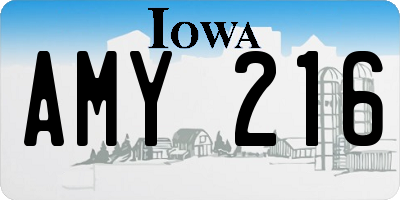 IA license plate AMY216