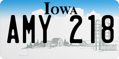 IA license plate AMY218