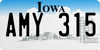 IA license plate AMY315