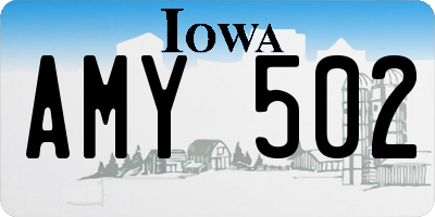 IA license plate AMY502