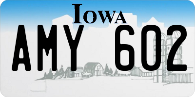 IA license plate AMY602