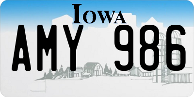 IA license plate AMY986