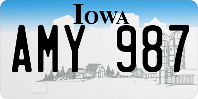 IA license plate AMY987