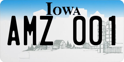 IA license plate AMZ001