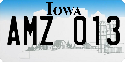 IA license plate AMZ013