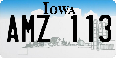 IA license plate AMZ113