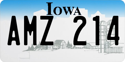 IA license plate AMZ214