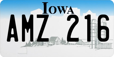 IA license plate AMZ216