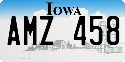 IA license plate AMZ458