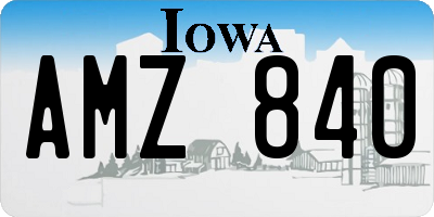 IA license plate AMZ840