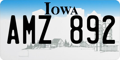 IA license plate AMZ892