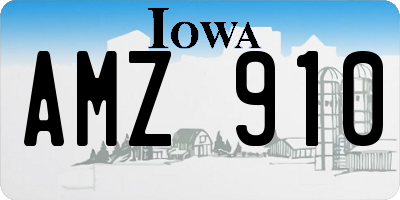 IA license plate AMZ910
