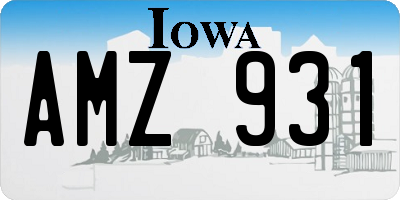 IA license plate AMZ931