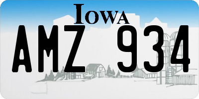 IA license plate AMZ934