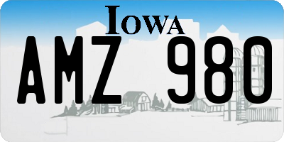 IA license plate AMZ980