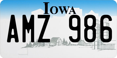 IA license plate AMZ986