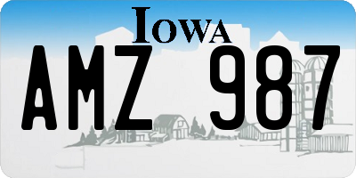 IA license plate AMZ987