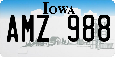 IA license plate AMZ988