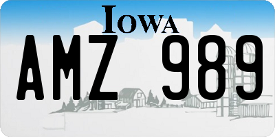 IA license plate AMZ989