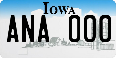 IA license plate ANA000