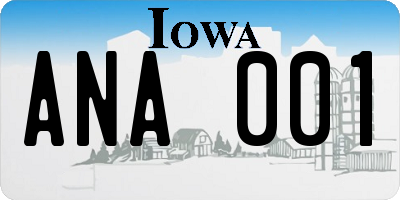 IA license plate ANA001