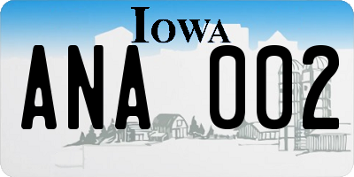 IA license plate ANA002