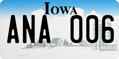 IA license plate ANA006