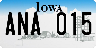 IA license plate ANA015