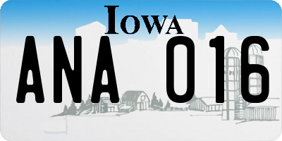 IA license plate ANA016