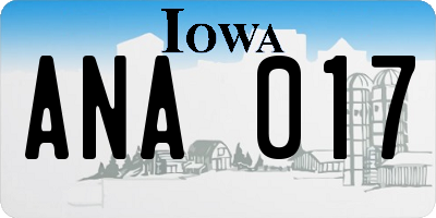 IA license plate ANA017