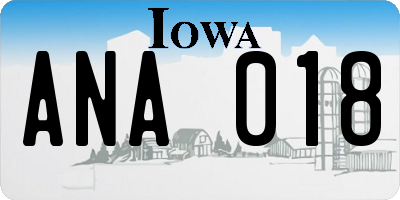 IA license plate ANA018