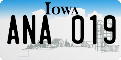 IA license plate ANA019