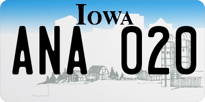 IA license plate ANA020