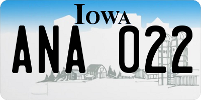 IA license plate ANA022