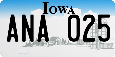 IA license plate ANA025