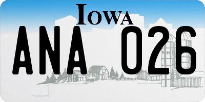 IA license plate ANA026