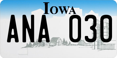 IA license plate ANA030