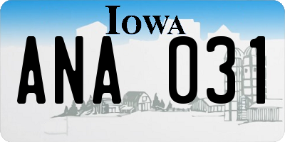 IA license plate ANA031
