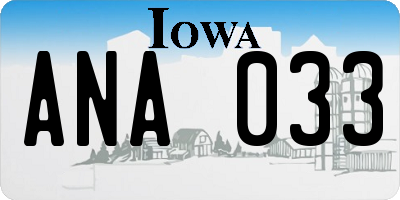 IA license plate ANA033