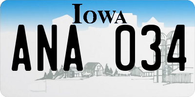 IA license plate ANA034